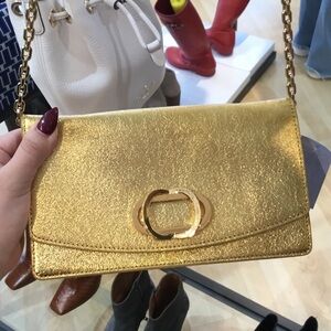 Stuart Weitzman Gold Crossbody Bag with Chain Strap